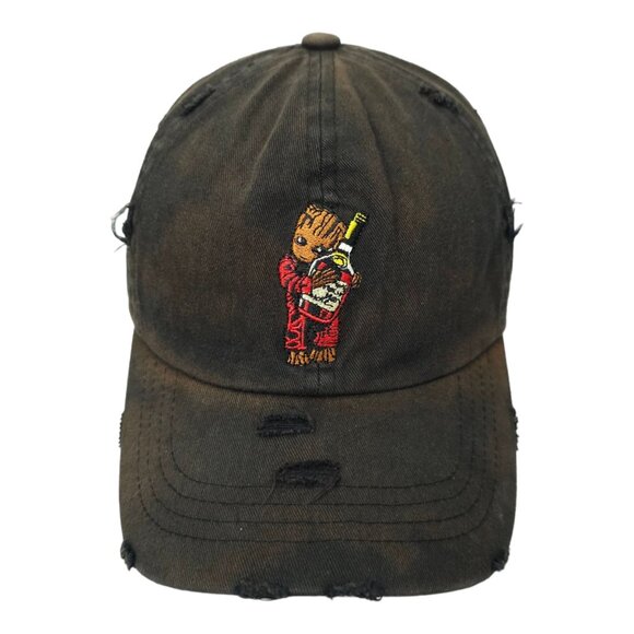 Muka Henny Bottle Groot Distressed Faded Adjustable Cap Trucker Baseball Hat - Picture 1 of 13